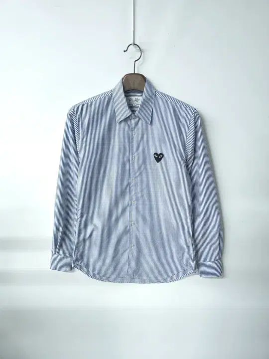 コム デ ギャルソン ストライプ ブラックワッペン シャツ メンズ 95