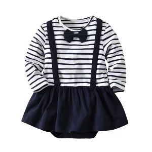ベビーロンパース 女の子 子供服 ワンピース ボーダー カジュアルウェア ロンパース ベビー服 ガールズ 赤ちゃん プレゼント ベビーウエア 新生児 70 80cm リボン 長袖 赤ちゃん 幼児 ギフト 