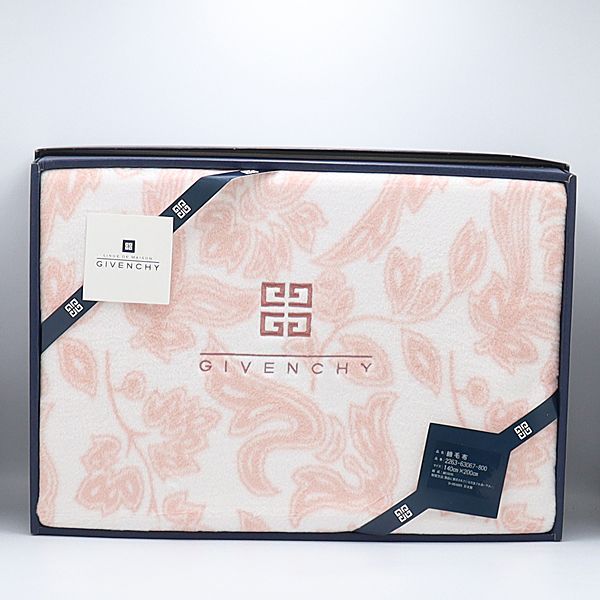 新品　綿毛布　２枚セット　ジバンシイ　綿100% /　人気ブランド　格安　お買い得　都内有名デパート購入品　4，８00円均一セール 美品 箱付 ジバンシィ 綿毛布 N70320-0601 ピンク×ホワイト 綿100％ KTR