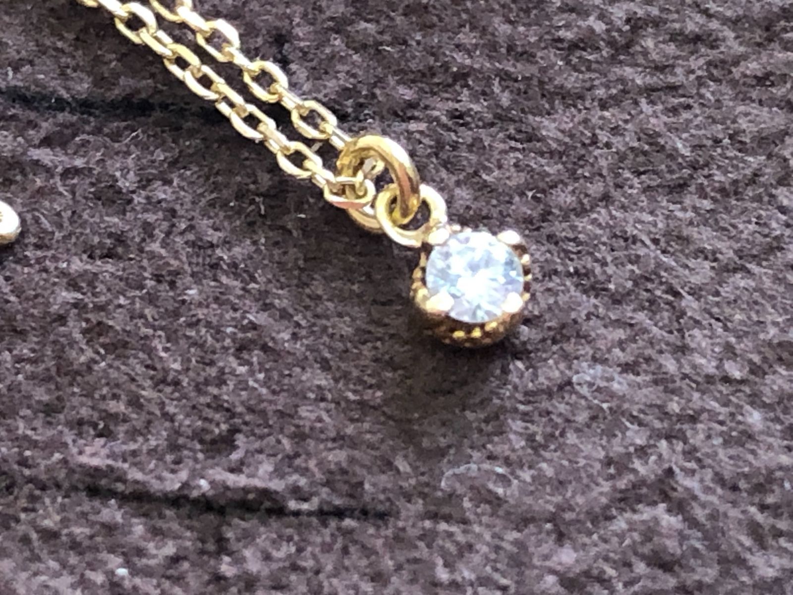 ■agete 「アガット」 一粒ダイヤネックレス0.05ct K14刻印 箱付き 美品■ お値下げしました、半額以下美品 アガット ダイヤモンドネックレス1粒0.15ct