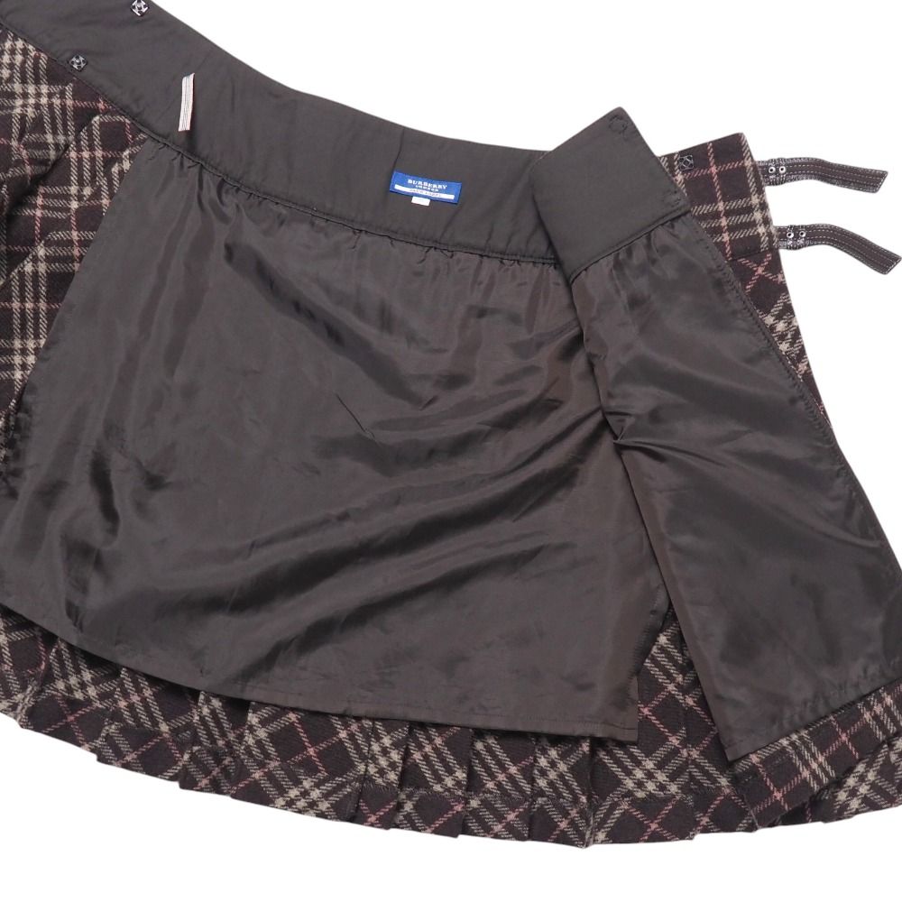 未使用タグ付き❤️バーバリーブルーレーベル　ラッププリーツミニスカート38 □美品□BURBERRY BLUE LABEL バーバリーブルーレーベル
