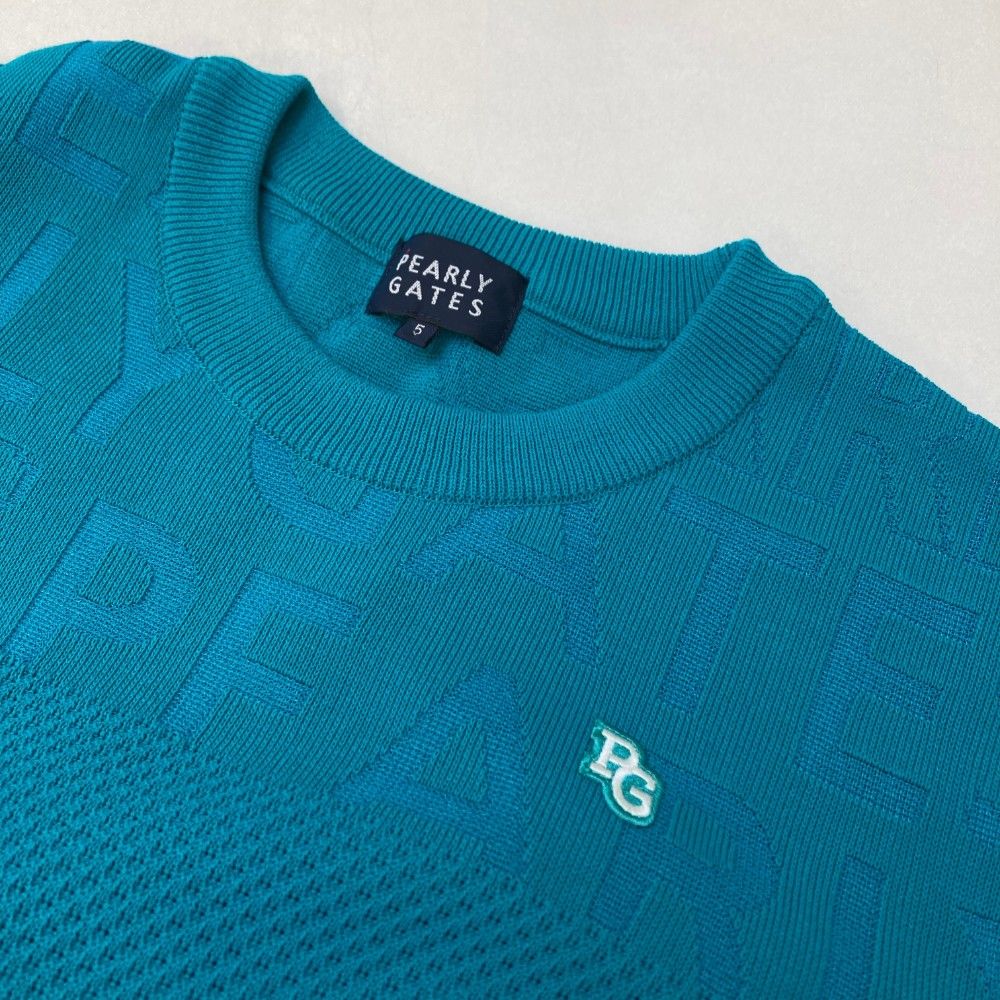 サイズ：5 PEARLY GATES パーリーゲイツ 2024年 ニット セーター  ブルー系 [240101437531] ゴルフウェア メンズ ストスト PEARLY GATES パーリーゲイツ 2024年 ニット セーター ブルー系
