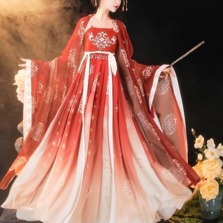 漢服風ロリータ Uwwo 和風中華古風 梅の花刺繍入りジャンスカ+ 漢服風ロリータ Uwwo 和風中華古風 梅の花刺繍入りジャンスカ+