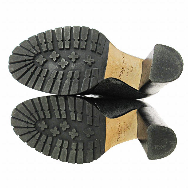 未使用 ジミーチュウ Size36.5 ヒール レザー スネークレザー パンプス 8cm 太ヒール Amber アンバー ジミー
