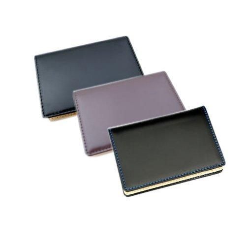 コードバン(馬尻革)×本白ヌメ革 名刺入れ (ブラック)