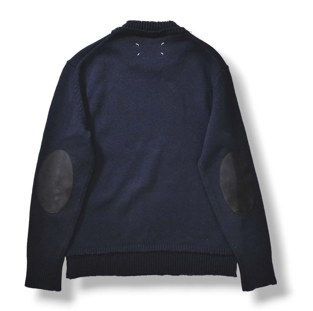 Maison Margiela ネイビー ニットポロシャツ 肘パッチ　Sサイズ Maison Margiela ネイビー ニットポロシャツ 肘パッチ Sサイズ