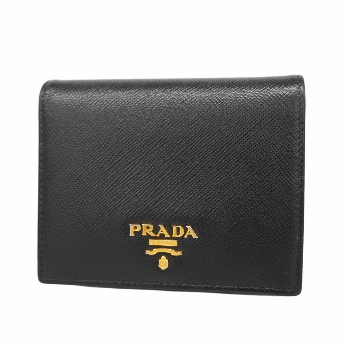 5ma0592 プラダ 財布 サフィアーノ レザー ブラック ゴールド金具 メンズ