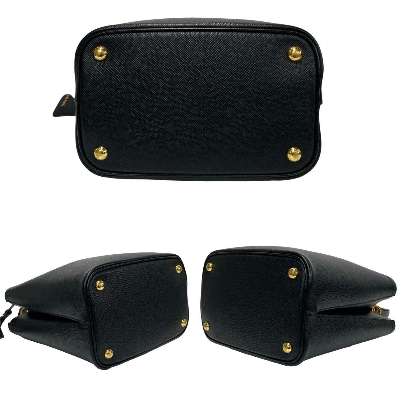 極 美品 PRADA プラダ パニエ 三角ロゴ サフィアーノ レザー 本