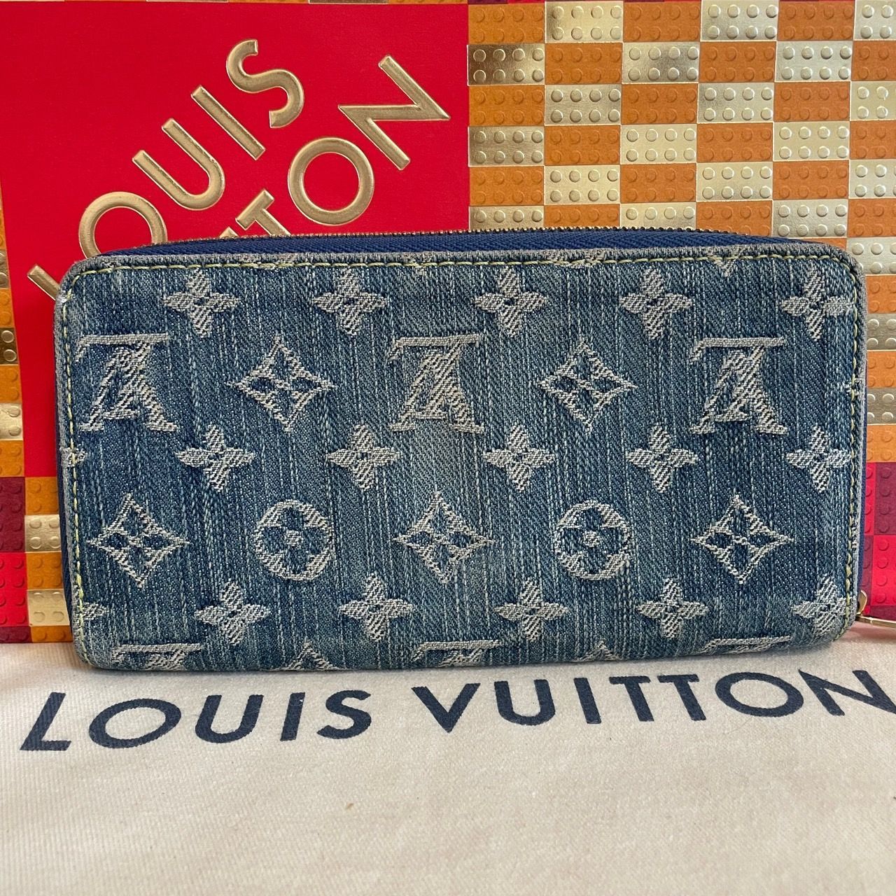 【極美品】希少 ルイヴィトン モノグラム デニム ジッピー 長財布 ブルー 極美品】希少 ルイヴィトン モノグラム デニム ジッピー 長財布 ブルー