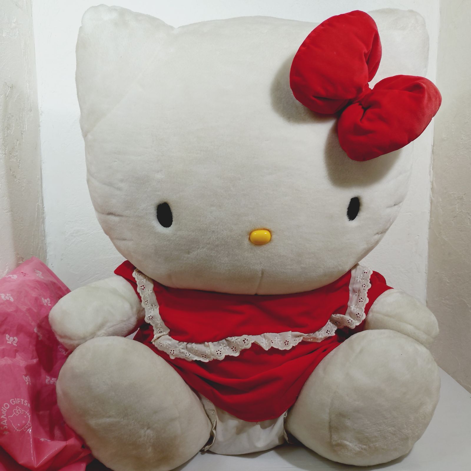 超特大 当時物 ハローキティ ぬいぐるみ レトロ 約60センチ 当時