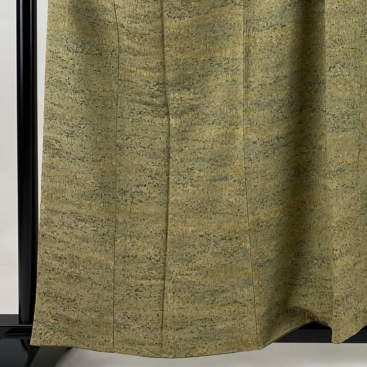 小紋 身丈161cm 裄丈67cm M 袷 陶彩染 茶緑色 正絹 名品 【中古  