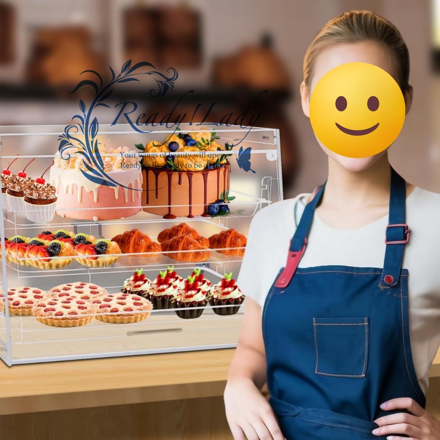 ペストリーディスプレイケース 3段 業務用カウンタートップベーカリーディスプレイケース ィーケーキキャビネットデザート防塵キャビネット 軽量で耐久性があり 取り付けが簡単です 家庭用 喫茶店 パン屋 業務用 3層