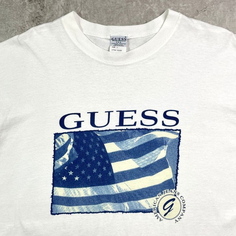 90年代 USA製 GUESS ゲス プリントTシャツ メンズL