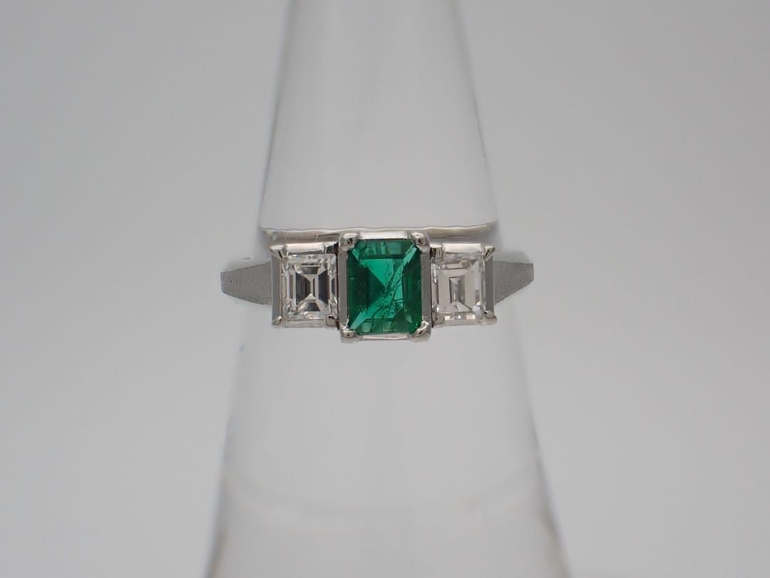 PT900 プラチナ ダイヤ エメラルド リング E0.36ct D0.36ct 11号 5.41g  