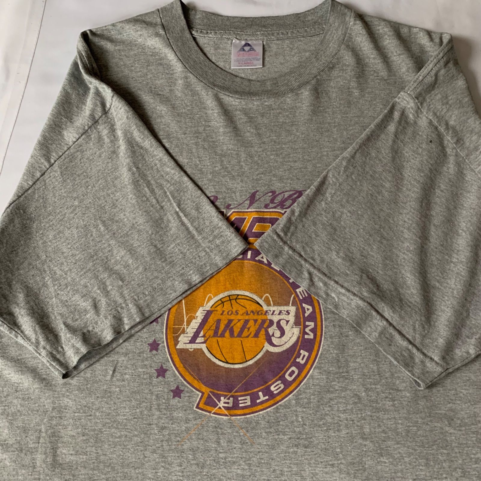 00s ALSTYLE “LOS ANGELS LAKERS” S/S Graphic T-Shirt アルスタイル ロサンゼルスレイカーズ グラフィックTシャツ 半袖 グレー XLサイズ メキシコ製 両面プリント NBA バスケットボール コービー シャック