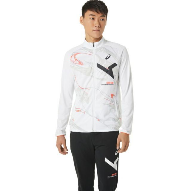 asics アシックス A-I-M DRY STRETCH KNIT GR ブリリアントホワイト M 2031D995 100 | スポーツ メンズ M ホワイト 白 服 衣類 衣料品ウェア ウエア アウター ドライストレッチニットグラフィックジャケッ