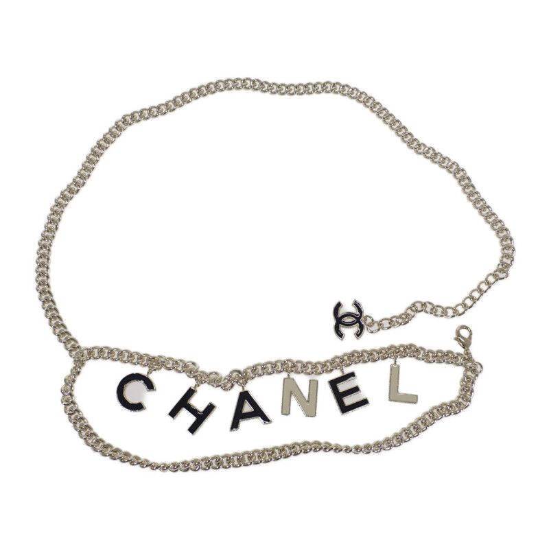 シャネル CHANEL チェーン CC ココマーク ベルト メタル ゴールド ホワイト ブラック レディース Aランク