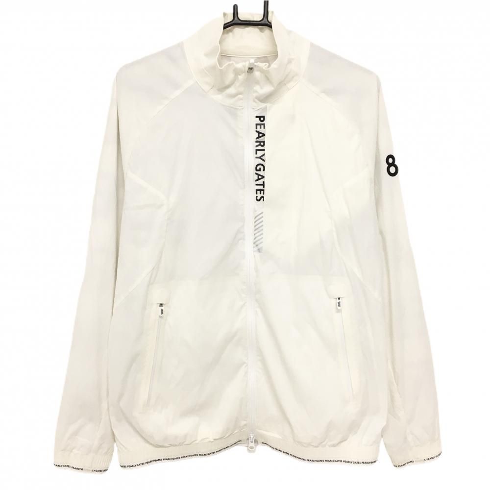 超 パーリーゲイツ ナイロンジャケット 白×黒 裏地ロゴメッシュ地 ロゴプリント メンズ 4 M ゴルフウェア PEARLY GATES