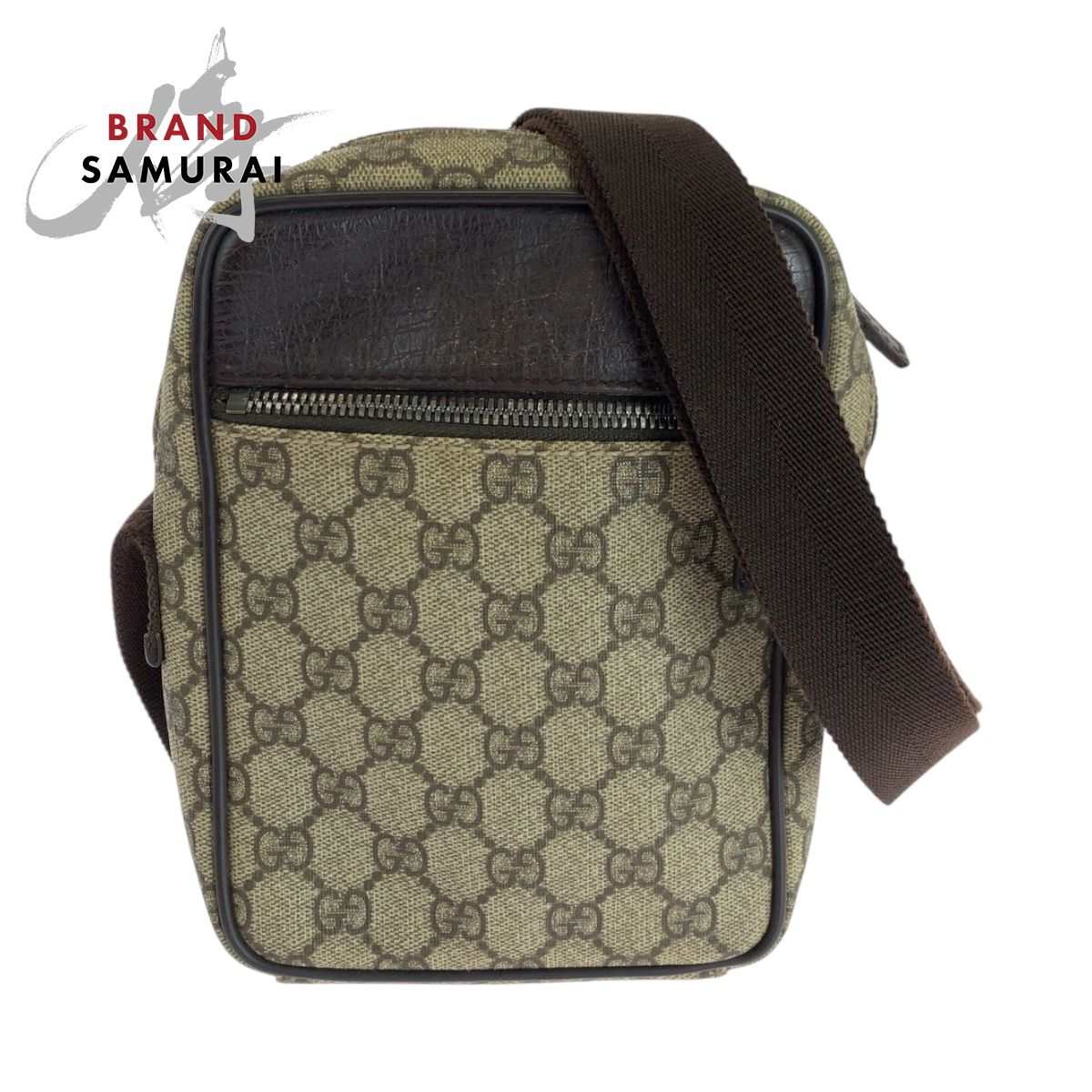 GUCCI グッチ ベージュ ブラウン シルバー金具 GGスプリームキャンバス 101680 ショルダーバッグ ポシェット レディース 503921