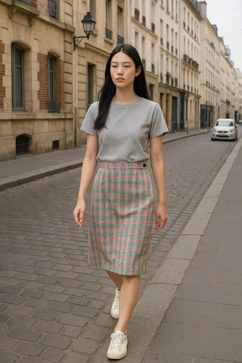 イヴ サンローラン YSL ヴィンテージ ツイード チェック スカート
