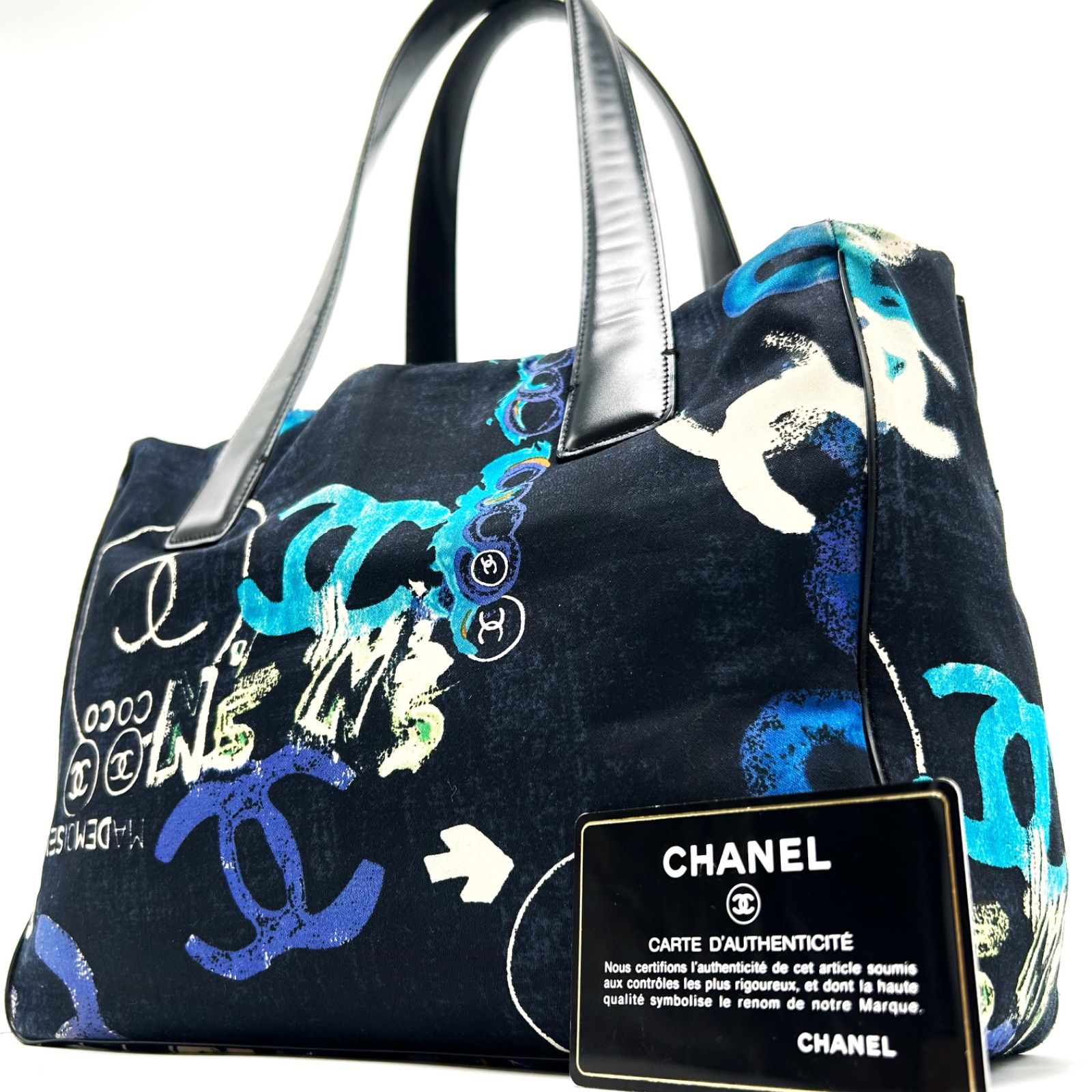 ハワイ限定 激レア CHANEL シャネル ニュートラベルライン トートバッグ ハンド トートPM ギャランティー ナイロン レザー ブラック ブルー  メンズ レディース ユニセックス - メルカリ