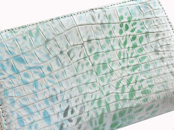 クロコ 財布 オルタンシア ミニラウンドファスナー 紫陽花 長財布 ワニ革 クロコダイル 財布 本革サイフ ラウンドファスナー ウォレット 小銭入