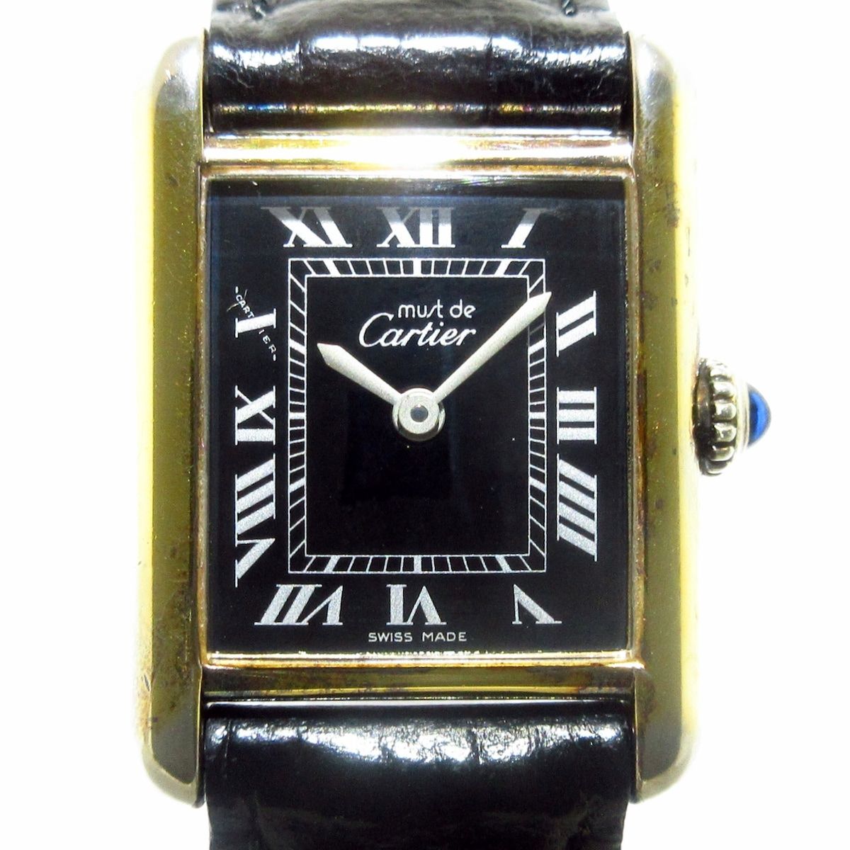 Cartier カルティエ 腕時計 マストタンクヴェルメイユ レディース シルバー925|社外ベルト 黒