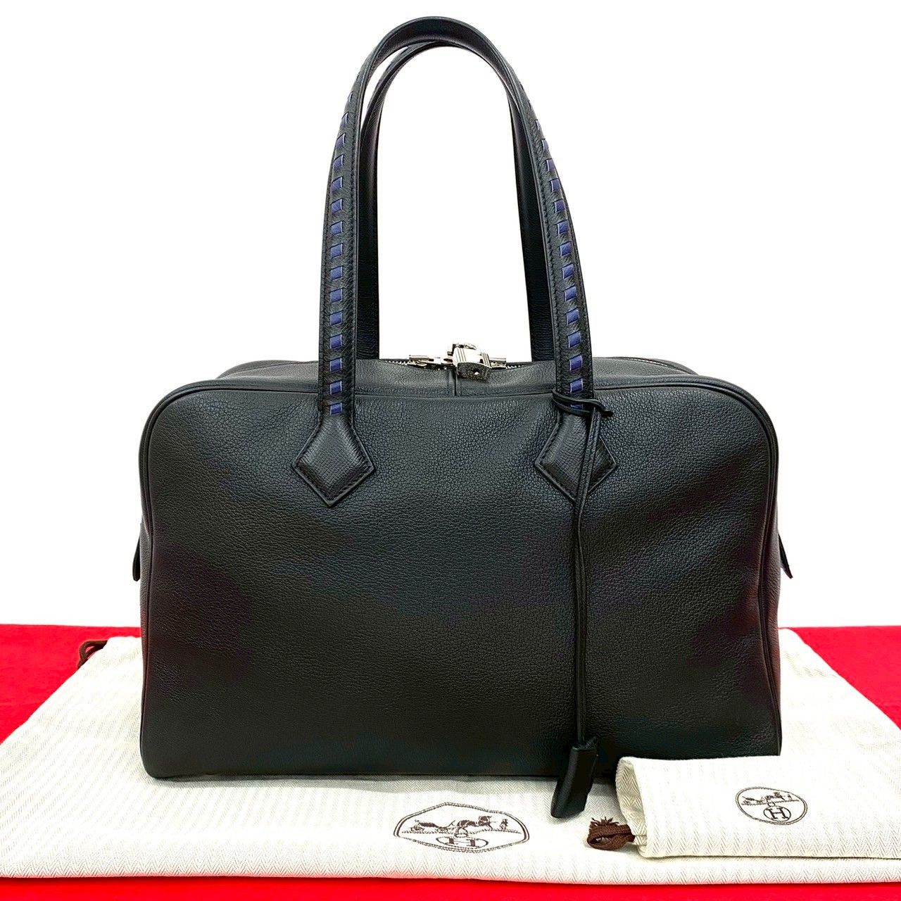 【美品】HERMES エルメス ヴィクトリアⅡ 35 ネイビー ボストン バッグ 美品】HERMES エルメス ヴィクトリアⅡ 35 ネイビー ボストン