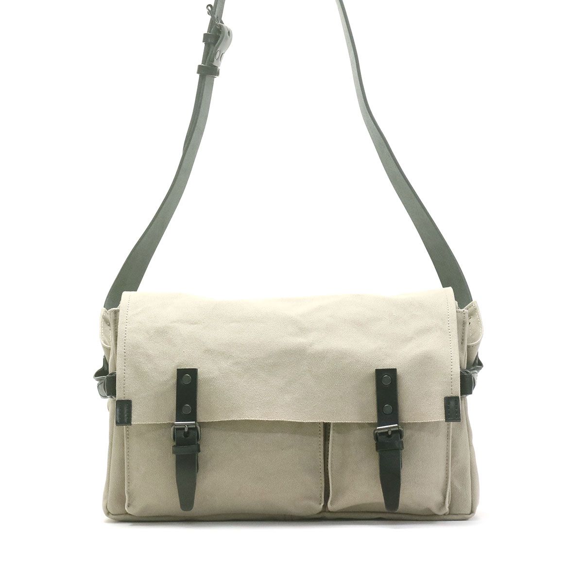 バギーポート ショルダーバッグ BAGGY PORT ボディバッグ 斜めがけ 大きめ A4 6号帆布×BLACK キャンバス メンズ レディ―ス GRN-032 グレー