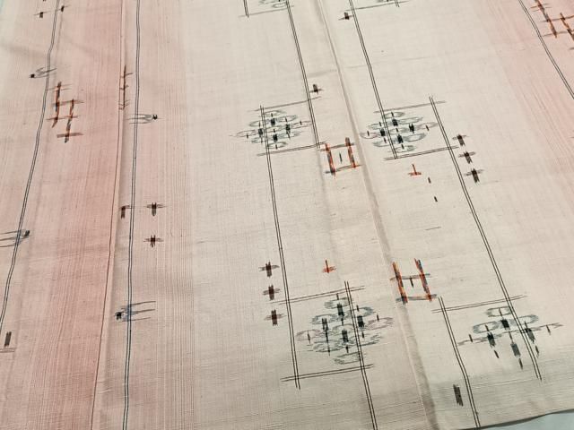 平和屋着物○上質な紬 琉球絣文様 正絹 逸品 AAAZ7643ph