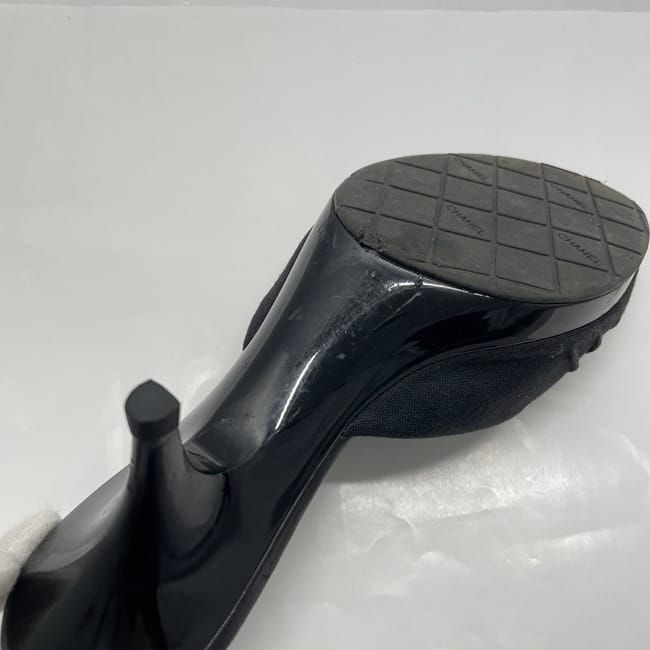 シャネル ミュール ブラック ココマーク 美品 22.5cm レザー ウール  