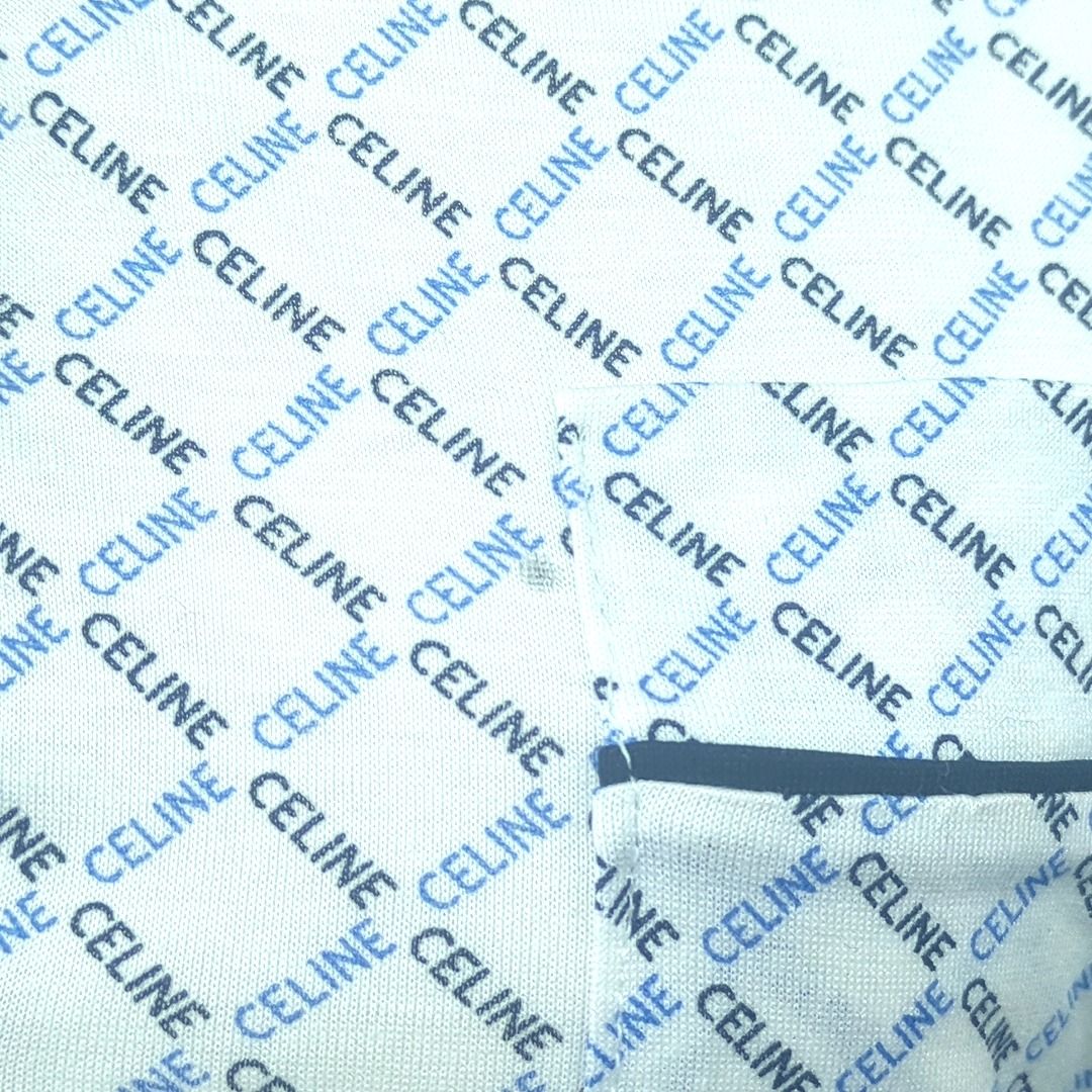 セリーヌ 100% コットン ポロシャツ ホワイト ネイビー ブルー イタリア製