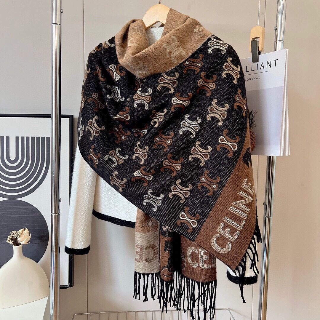 セリーヌ CELINE マフラー ブラウン ブラック リバーシブル 秋冬 新品  