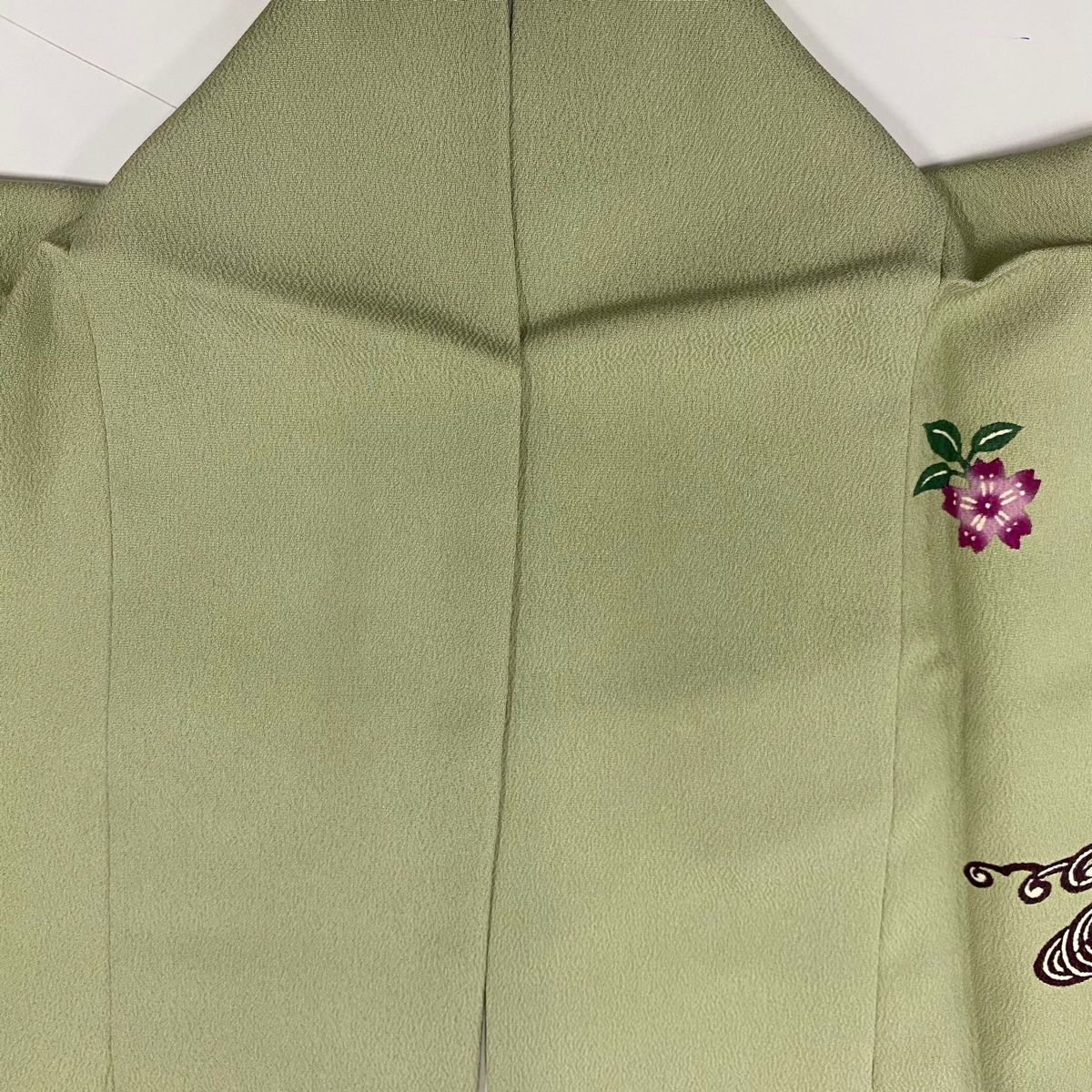 付下げ 身丈160cm 裄丈67cm M 袷 菊 燕 薄緑 正絹 名品 【】 【公式通販】