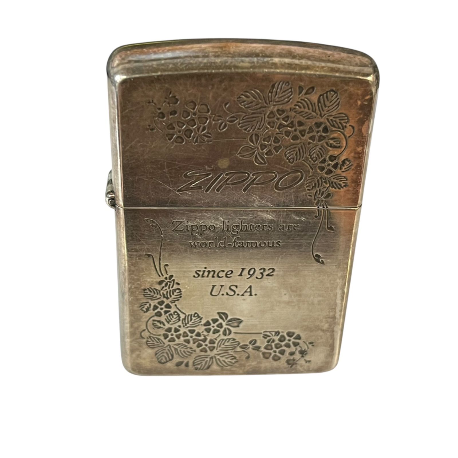 管33482】着火未確認☆ZIPPO ジッポー ビンテージ ライター 花柄 1932 