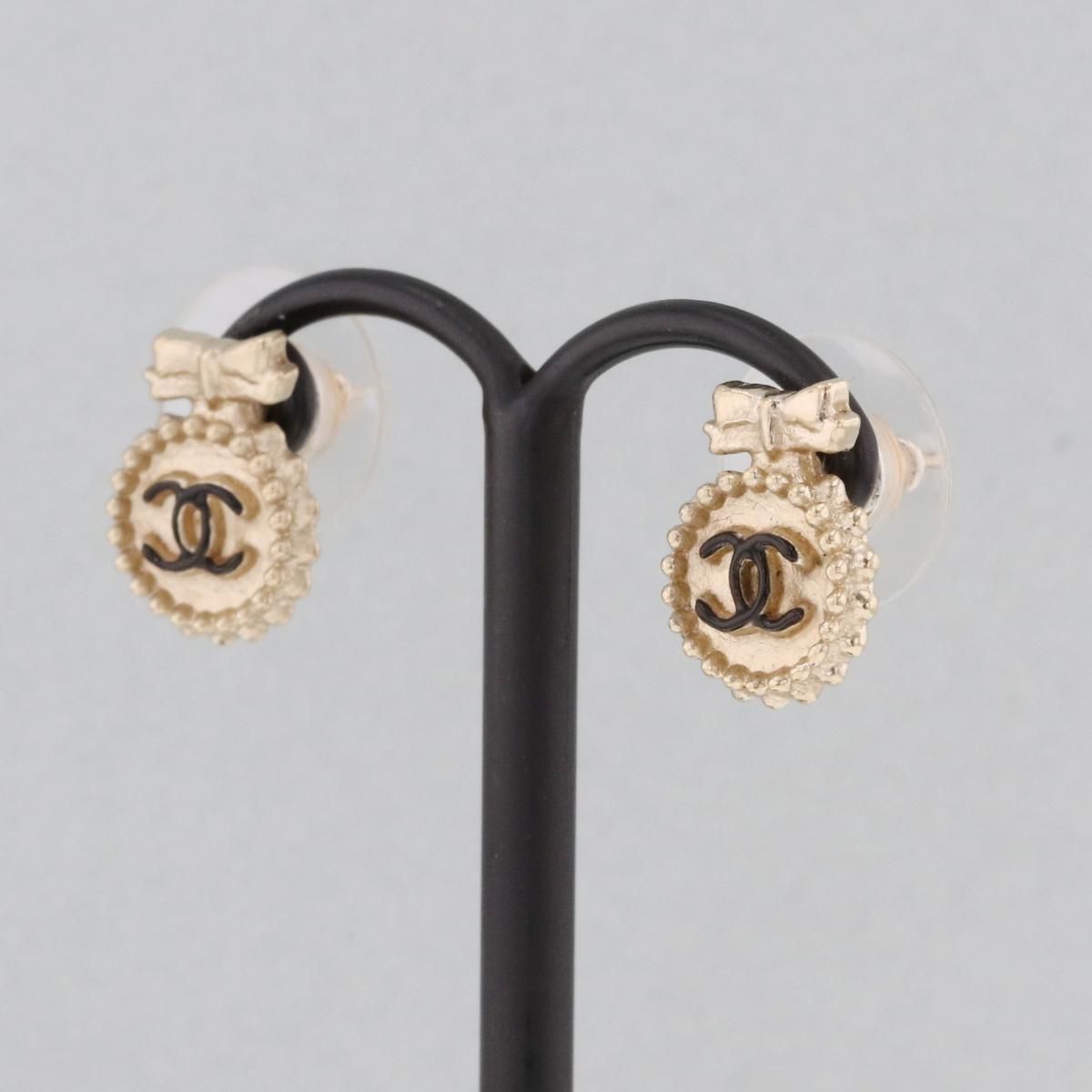シャネル CHANEL ココマーク リボン ピアス ジュエリー GP（ゴールド