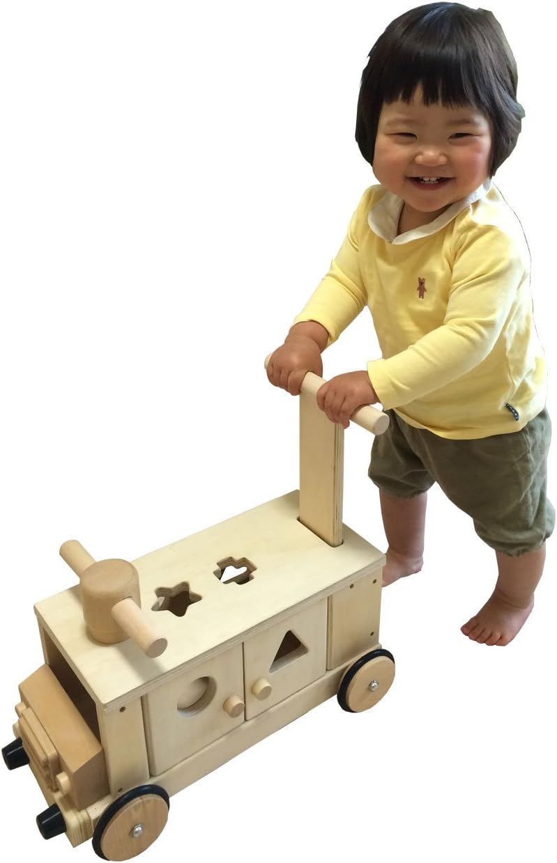 遊び方いろいろ 木製 ぶろっくバス 乗用 玩具 カタカタ 押し車 パズル エンジョイホリデー メルカリ