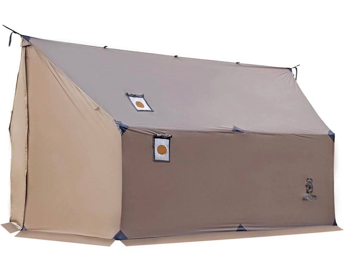OneTigris TEGIMEN ハンモックテント ハンモックオーニング＆ホットテント ストーブテント オールシーズン 70Dナイロン 軽量 引裂き防止 耐水圧3000mm ブラウン