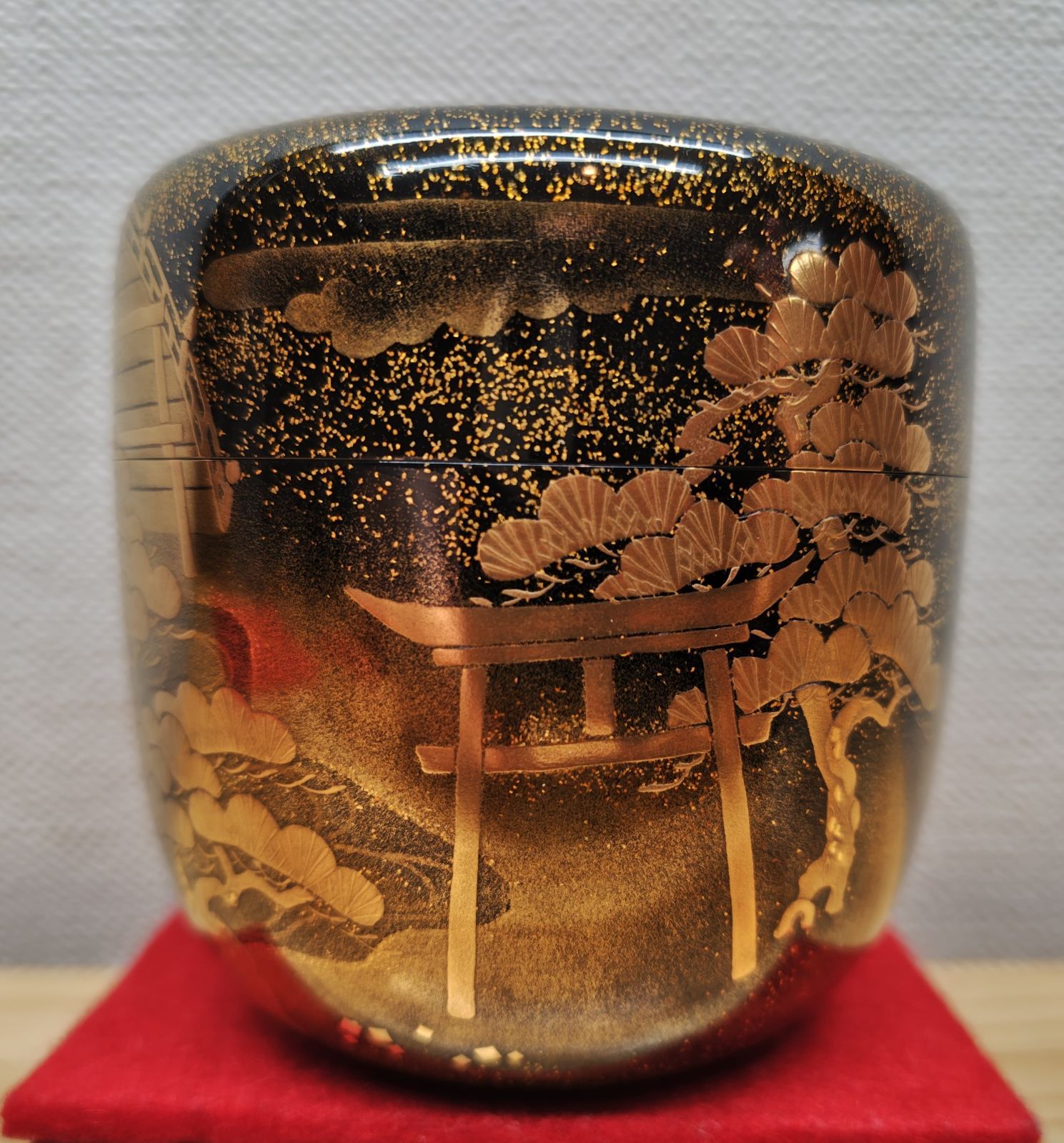 送料込【逢絢亭】茶道具 大棗 加賀塗 住吉蒔絵 内梨地 木製 芝野紫光 共箱入り 逢絢亭】茶道具 大棗 加賀塗 住吉蒔絵 内梨地 木製 芝野紫光 共