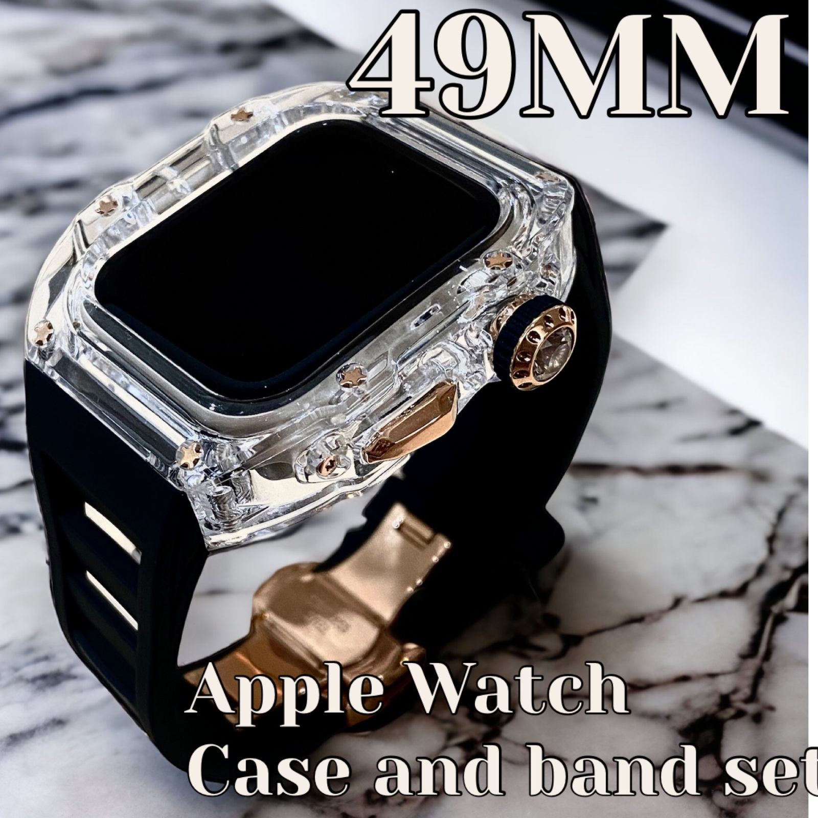 最新型44mmApple Watchバンド　ラバーベルト　カバー　クリアケースWS1 Apple Watchアクセサリー