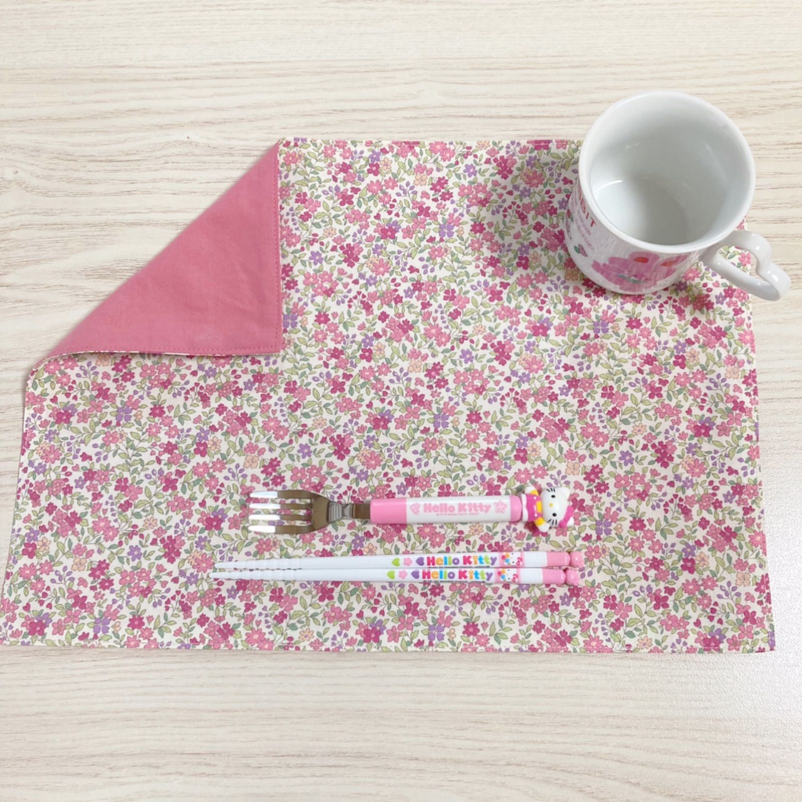 お弁当袋&ランチョンマット&コップ袋 3点セット かわいい 花柄 