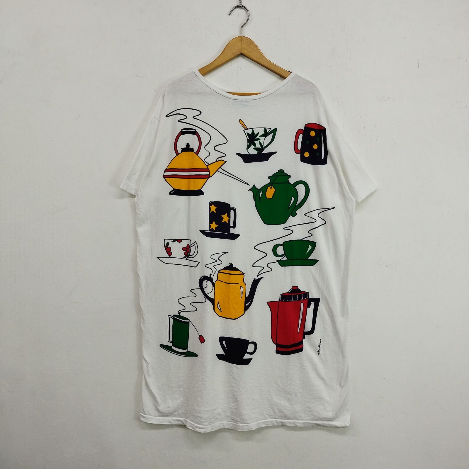 90's ミシガンラグ MICHIGAN RAG 総柄Tシャツ L-XL MICHIGAN RAG CO. ミシガンラグ USA製 総柄 やかん ポット