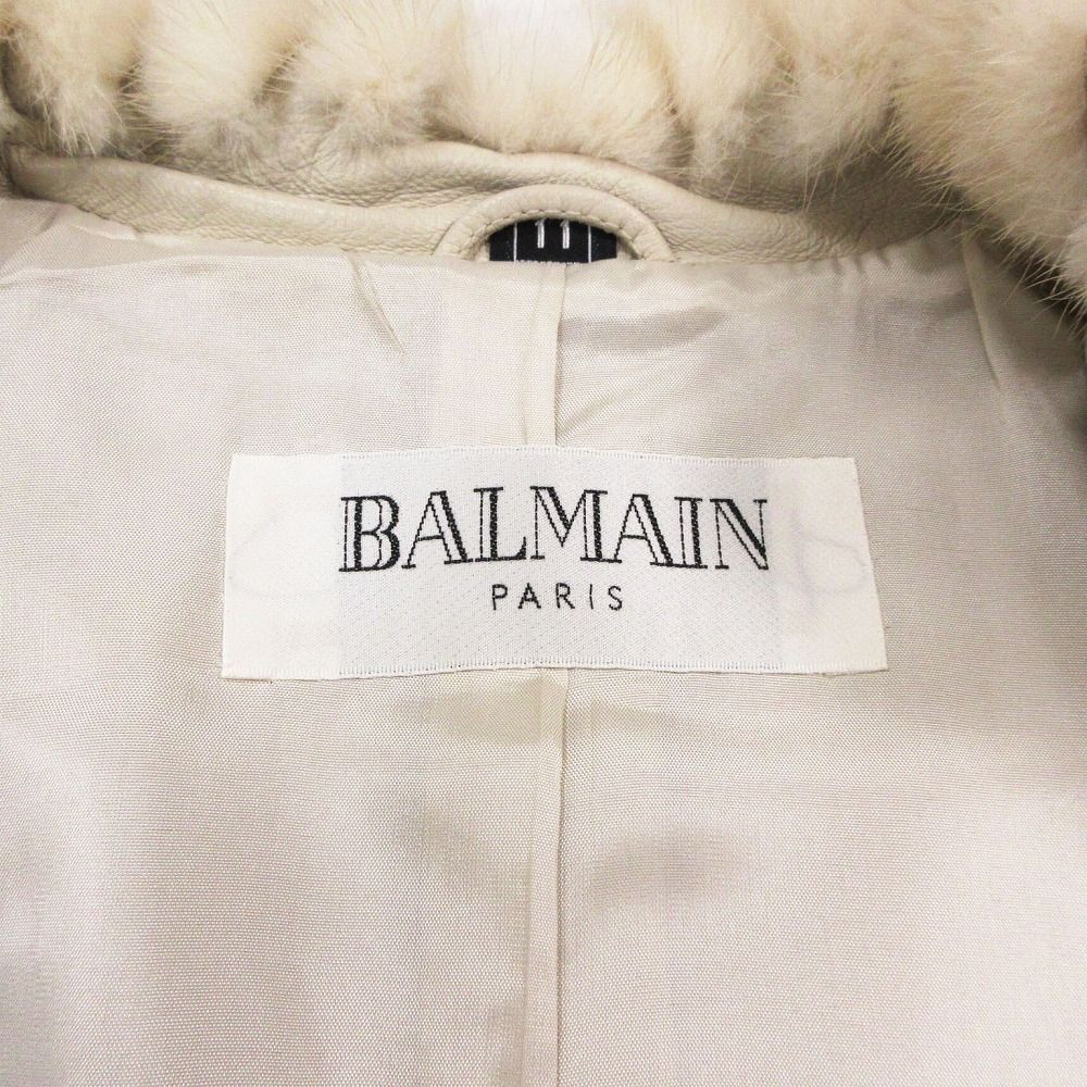 バルマン BALMAIN ダブルフェイス ノーカラー 羊革 ムートン コート M バルマン BALMAIN ダブルフェイス ノーカラー 羊革 ムートン コート M
