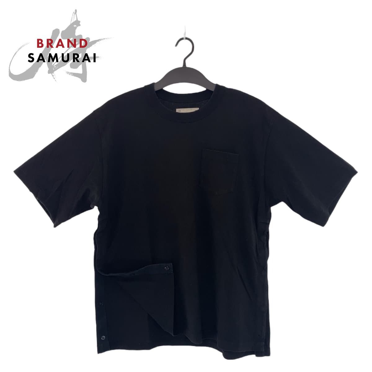 美品 Sacai サカイ サイドスリット ボタン サイズXL ブラック コットン 