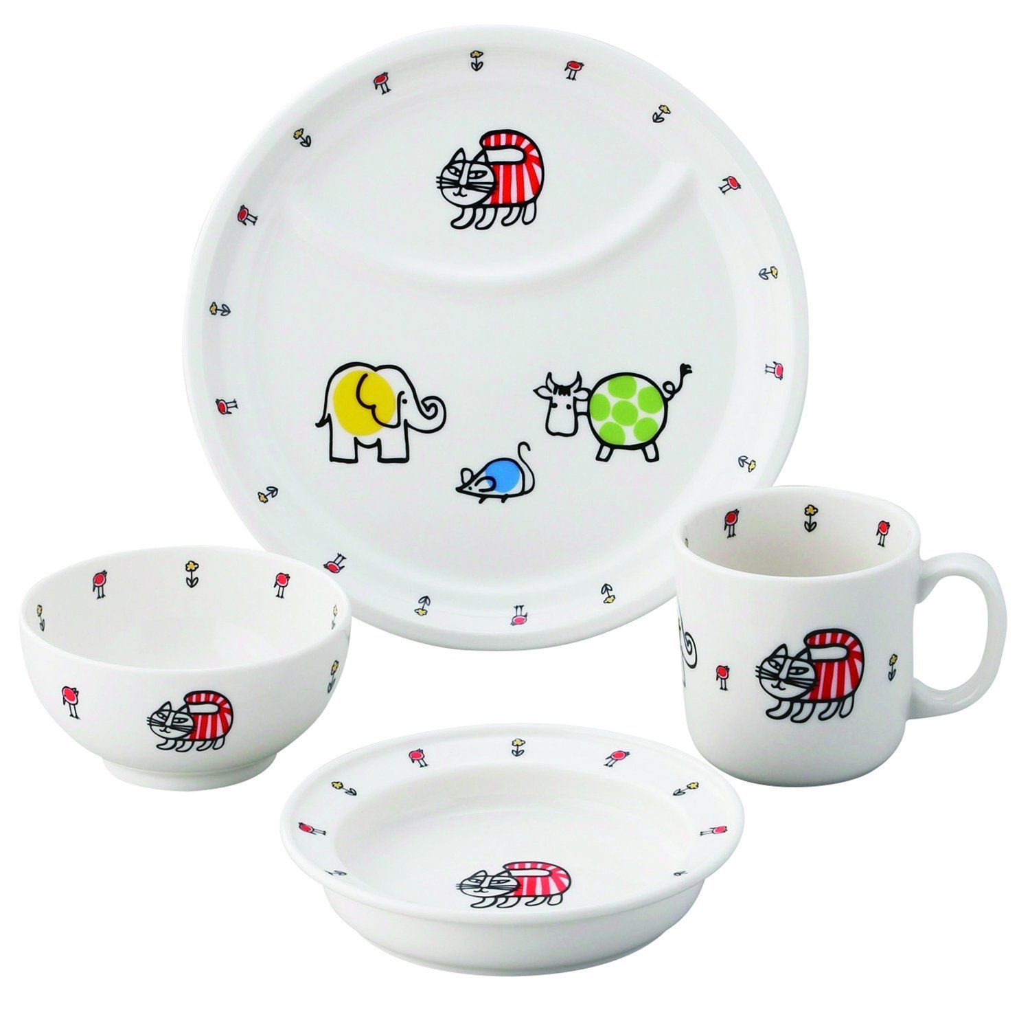数量 食器 化粧箱入 子供用 マイキー柄 LL50-113 ベビー プレート皿 マグカップ お茶碗 4点セット ランチプレート 子ども食器 ラーソン リサ Larson Lisa