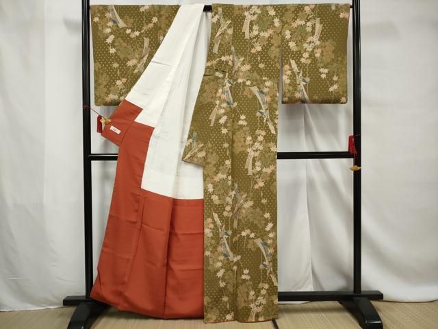 平和屋着物□上質な小紋 短冊枝葉文 金彩 やまと誂製 正絹 逸品