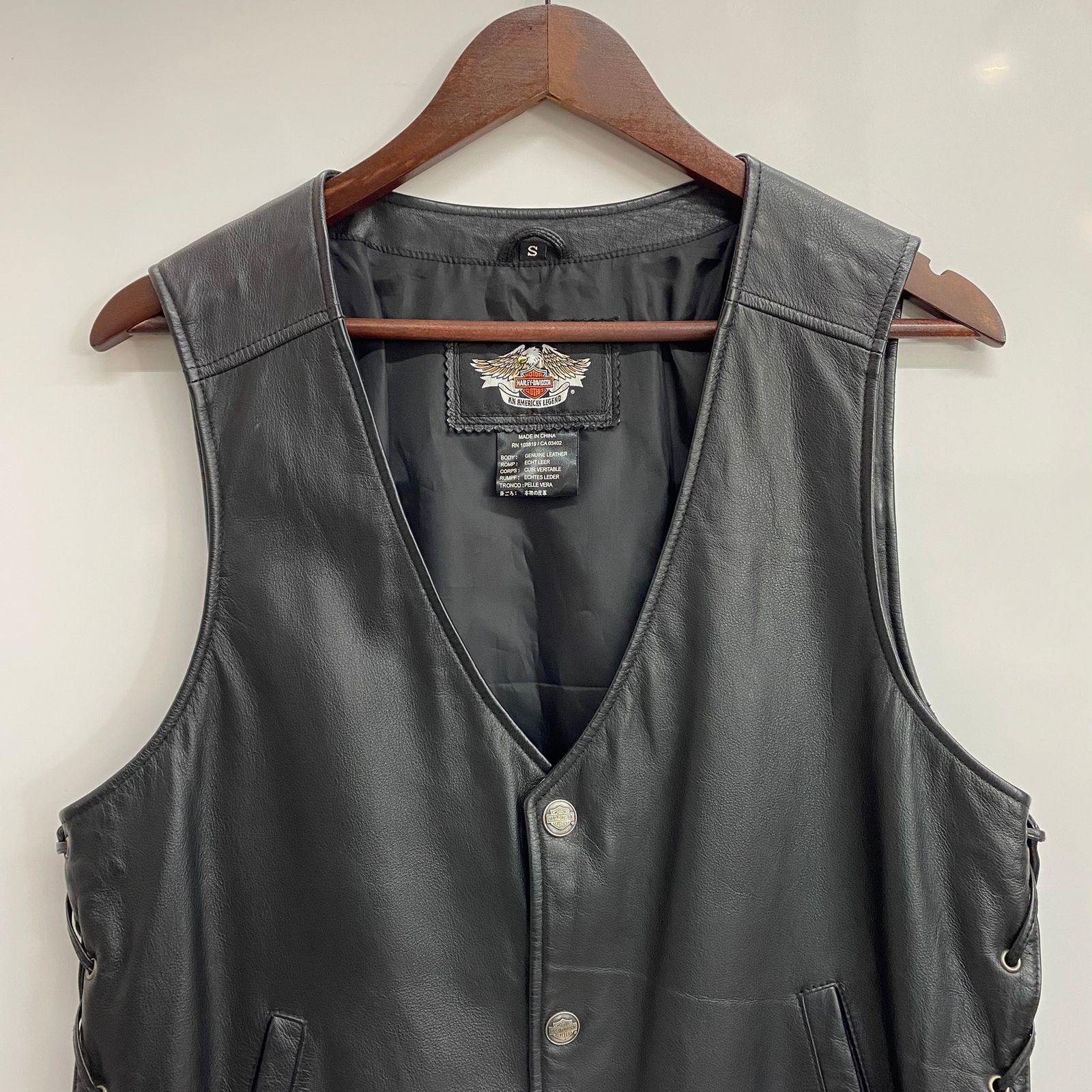 ハーレーダビッドソン HARLEY DAVIDSON レザーベスト ベスト ブラック 