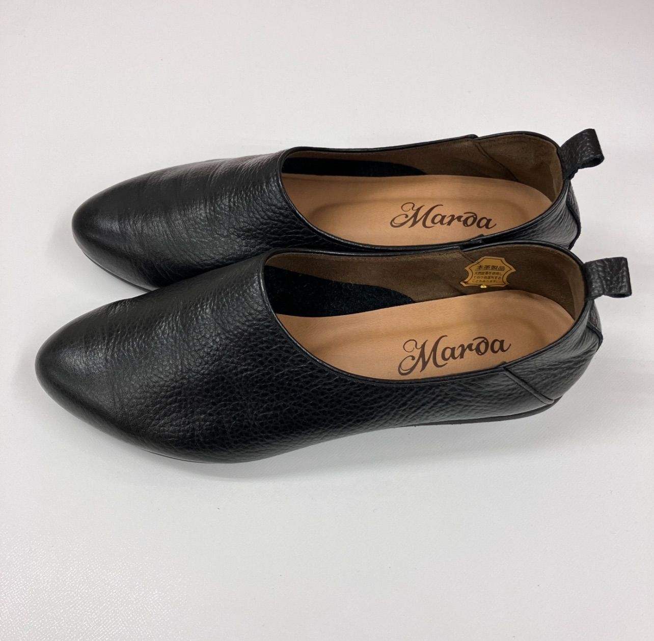 【新品】 Maroa マロア リラックスシューズ レザー 靴 幅広EEE ブラック 22.5㎝ 【k300】