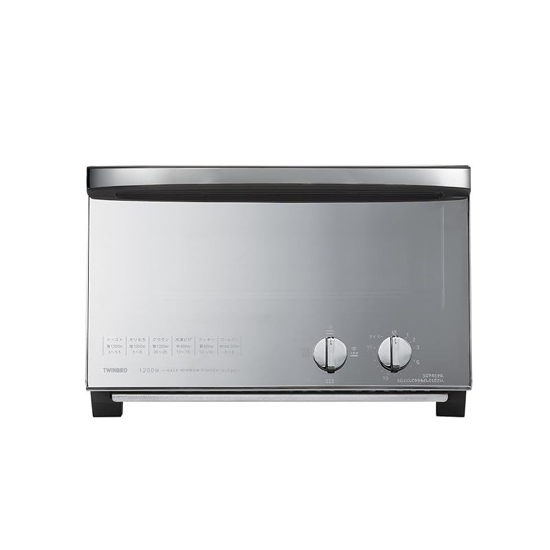 TWINBIRD ツインバード トースター オーブントースター 4枚焼き ピザ丸々入る広さ 1200W 15分タイマー 出力切替4段階 ミラーガラス 掃除しやすい スタイリッシュ ブラック TS-D047B