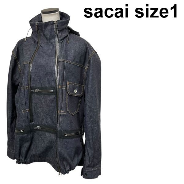 ◇□ サカイ sacai ジャケット デニム ファスナー パーカー ネイビー